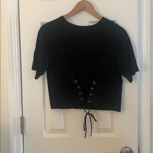 Zara black corset bottom tee